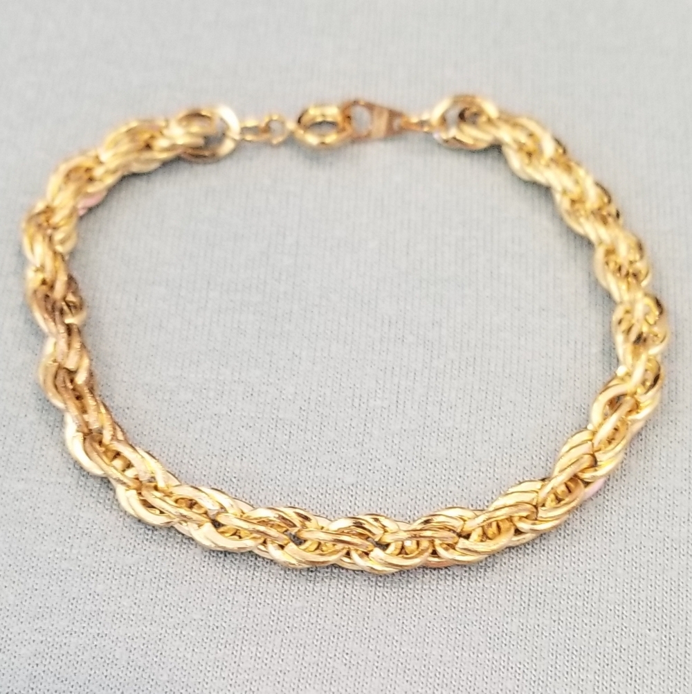 Vintage Elegant Gold Rope Choker and Bracelet Set. Necklace 16" Bracelet 7" - Picture 3 of 4